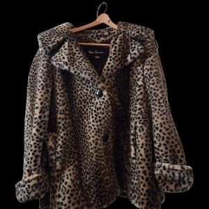 80s Vintage Faux Fur Cheetah Print Coat